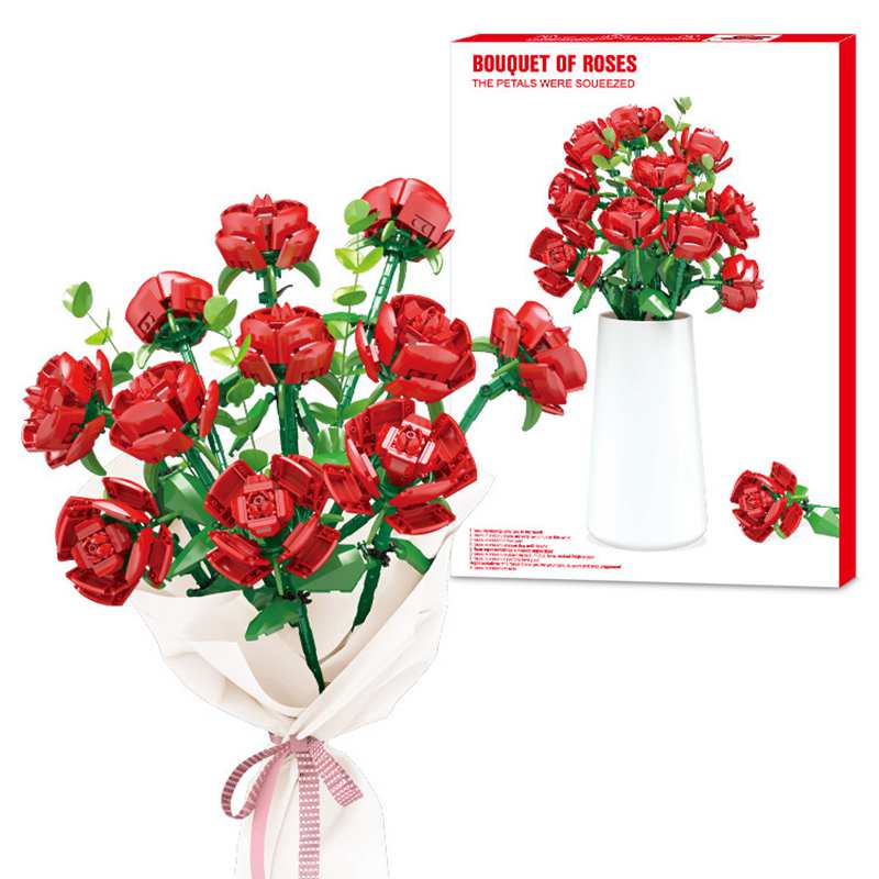 Simulation bouquet building block flower romantic pink flower decorationFlower Bouquet Bricks , compatible with LEGO 10803 for Adults 704pcscs