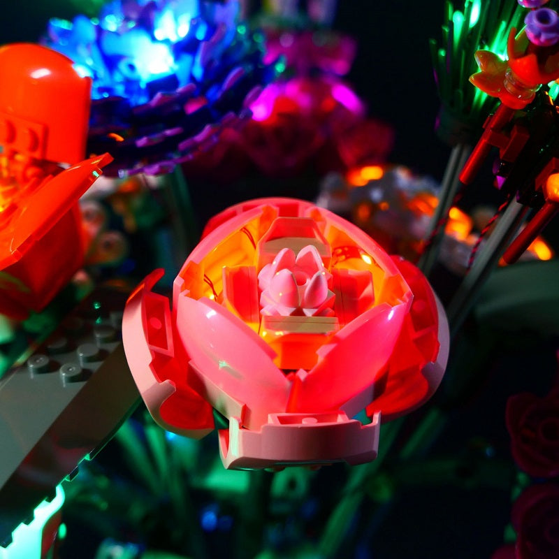 Flower Bouquet Bricks with LED lighting Kit, compatible with 10280 for Adults 856PCS