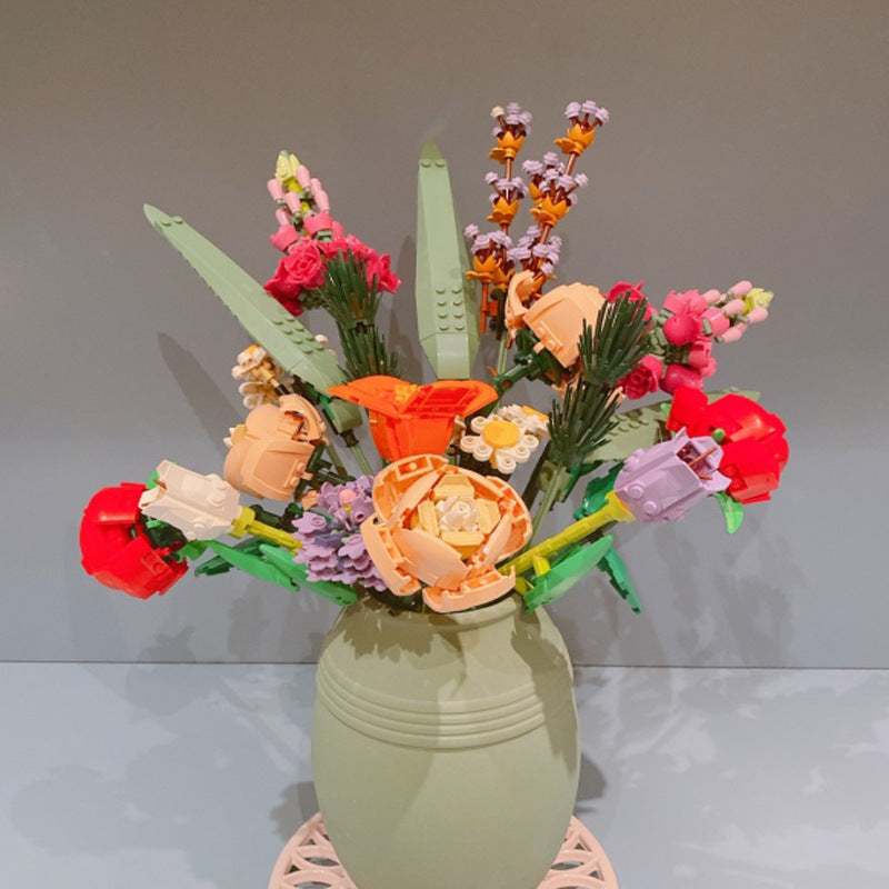 Flower Bouquet Bricks with LED lighting Kit, compatible with 10280 for Adults 856PCS
