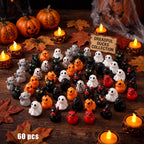 60 Pcs Halloween Mini Resin Ducks Tiny Duck Figurines Bulk Miniature Skeleton Pumpkin Witch Devil Ghost Ducks for Halloween Party Favors Gifts Goodie Bags Stuffers DIY Craft Accessories(12 Styles)