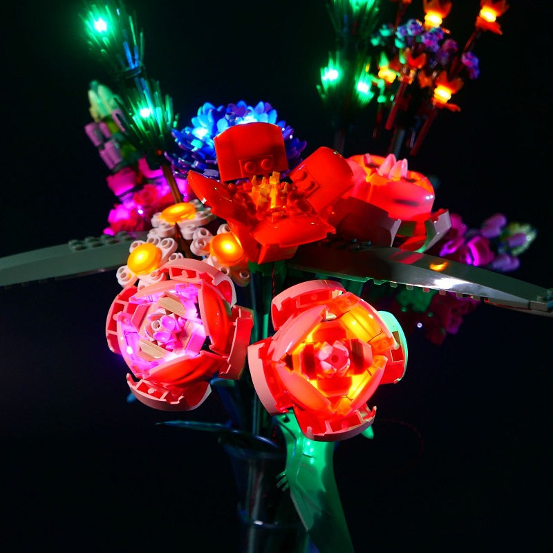 Flower Bouquet Bricks with LED lighting Kit, compatible with 10280 for Adults 856PCS