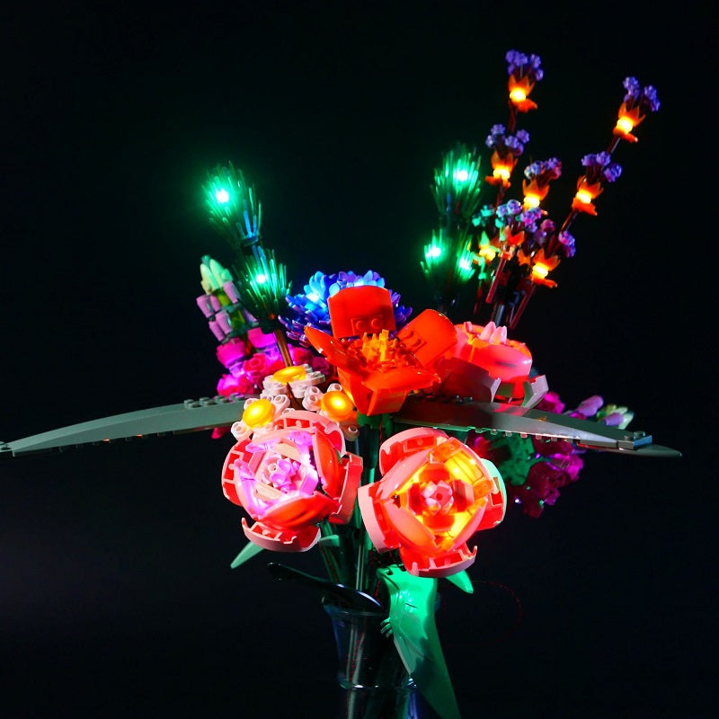 Flower Bouquet Bricks with LED lighting Kit, compatible with 10280 for Adults 856PCS