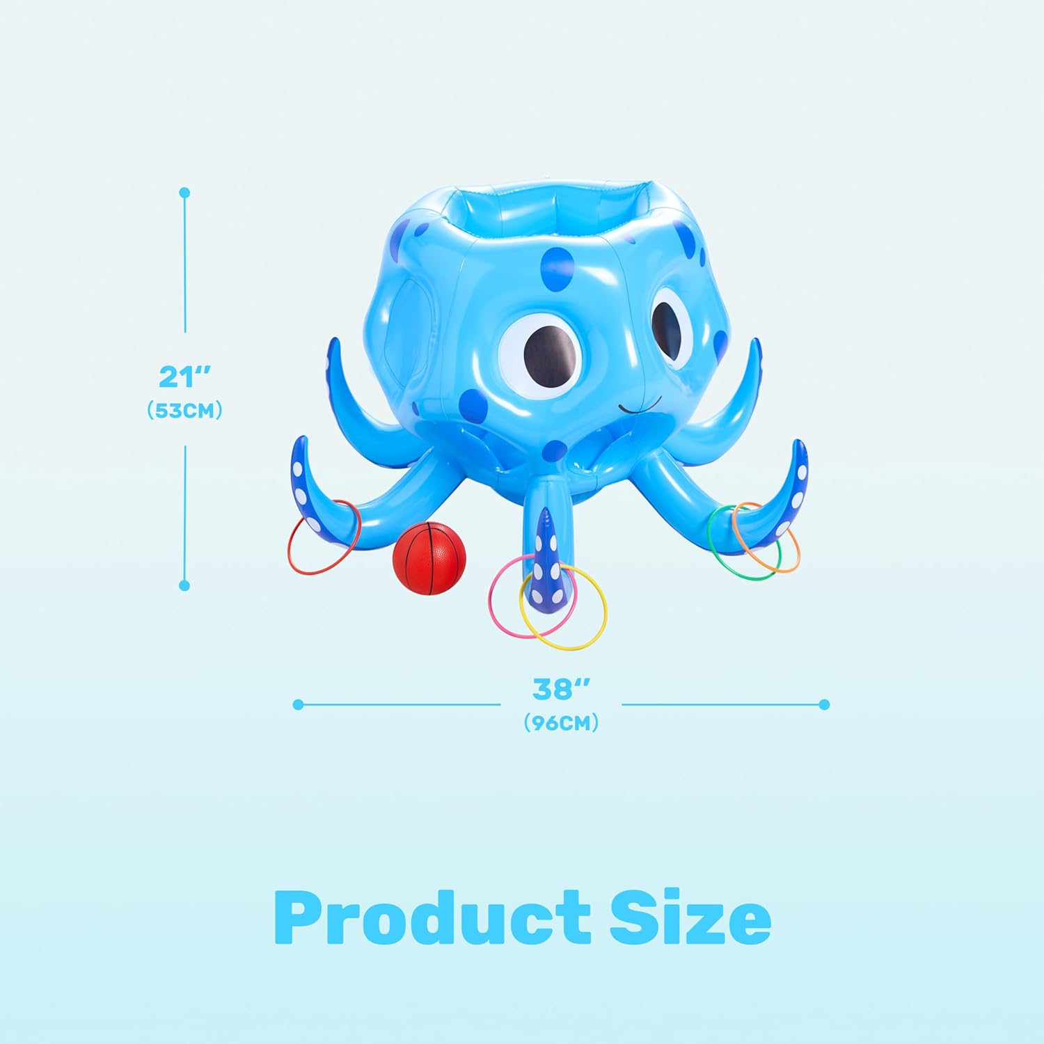 Sloosh Pool Toys, 2-in-1 Inflatable Float Water Game, Octopus Basketball Hoop Ring Toss Outdoor Swim Play, Toss Game Floating Swimming Pool Games for Kids Adults