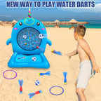 Dollox Kids Swimming Pool Toys - 45" Large Inflatable Floating Dart Board Water Game, Cute Dolphin Inflatable Toys for Indoor & Outdoor Play, Fun Summer Family Party Gift for 3+ Years Old