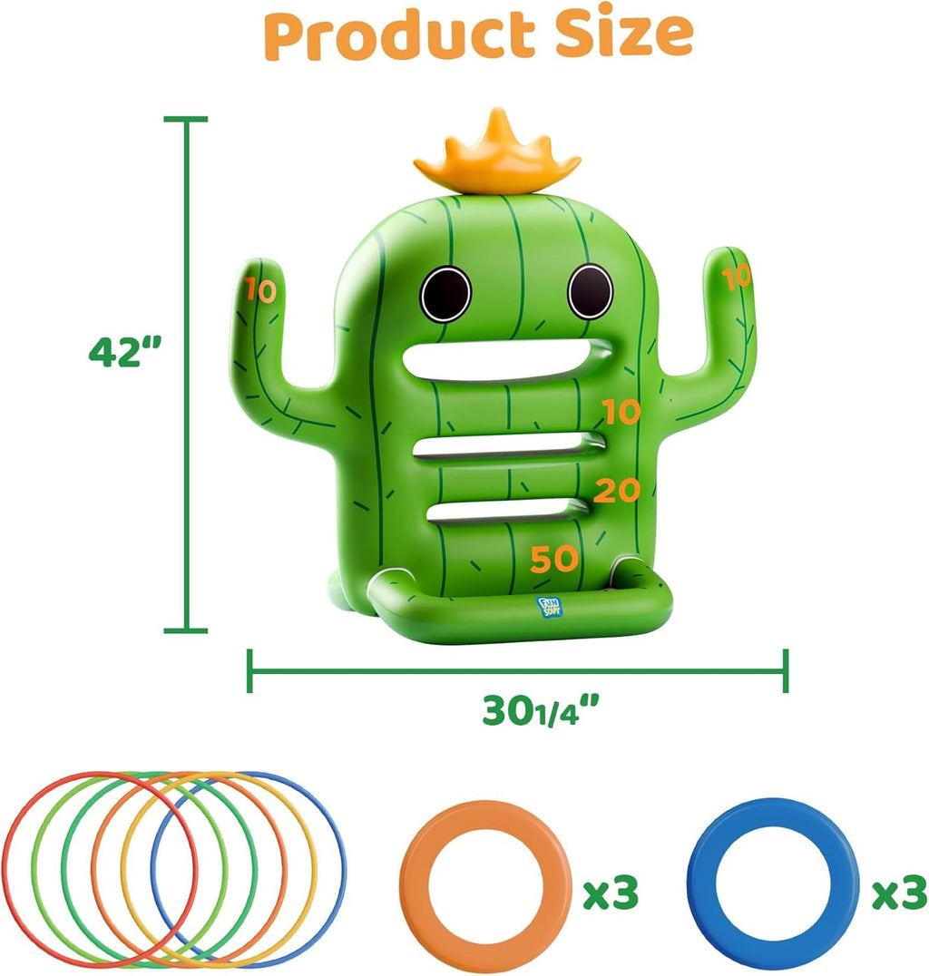 Funscape Kids Pool Toys, Inflatable Cactus Water Toss Game, Outdoor Backyard Play w/6 Rings 6 Discs, Swimming Floating Toy Summer Beach Yard Family Fun Party Gift 3 4 5 6 7 8 12 Year Old Boy Girl Teen