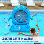 Dollox Kids Swimming Pool Toys - 45" Large Inflatable Floating Dart Board Water Game, Cute Dolphin Inflatable Toys for Indoor & Outdoor Play, Fun Summer Family Party Gift for 3+ Years Old