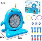 Dollox Kids Swimming Pool Toys - 45" Large Inflatable Floating Dart Board Water Game, Cute Dolphin Inflatable Toys for Indoor & Outdoor Play, Fun Summer Family Party Gift for 3+ Years Old