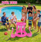 Pool Toys Pool Floats Pool Games for Kids Adult, Inflatable Pool Basketball Hoop & Ring Toss Game, 2-in-1 Pool Floating Outdoor Party Water Toy for Adults Family Kids Ages 4-8-12 (Pink-1)