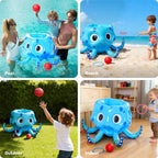 Sloosh Pool Toys, 2-in-1 Inflatable Float Water Game, Octopus Basketball Hoop Ring Toss Outdoor Swim Play, Toss Game Floating Swimming Pool Games for Kids Adults
