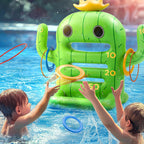Funscape Kids Pool Toys, Inflatable Cactus Water Toss Game, Outdoor Backyard Play w/6 Rings 6 Discs, Swimming Floating Toy Summer Beach Yard Family Fun Party Gift 3 4 5 6 7 8 12 Year Old Boy Girl Teen