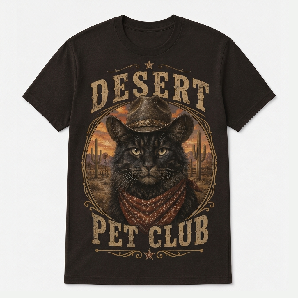 Desert Black Cat Pet Club Tee