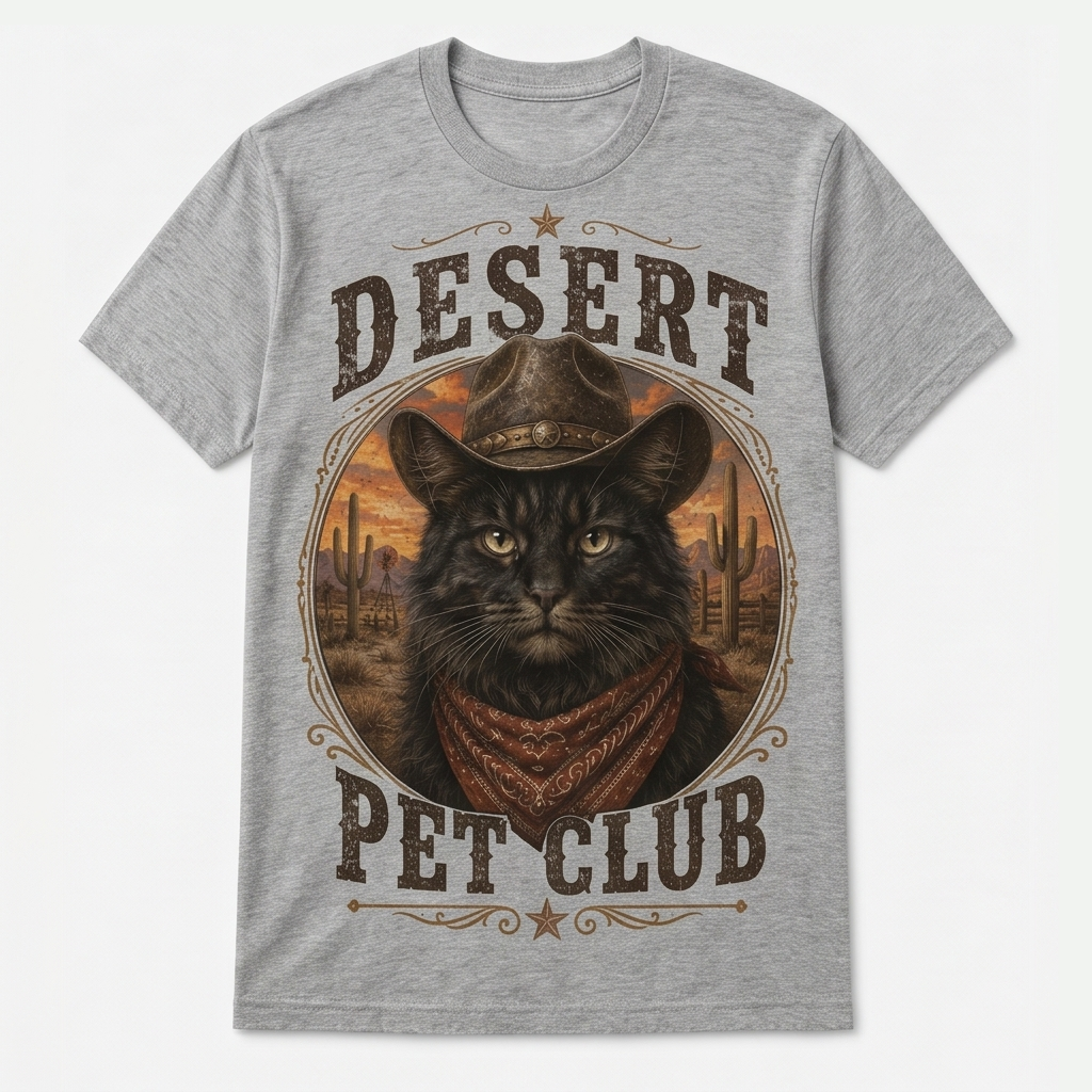Desert Black Cat Pet Club Tee