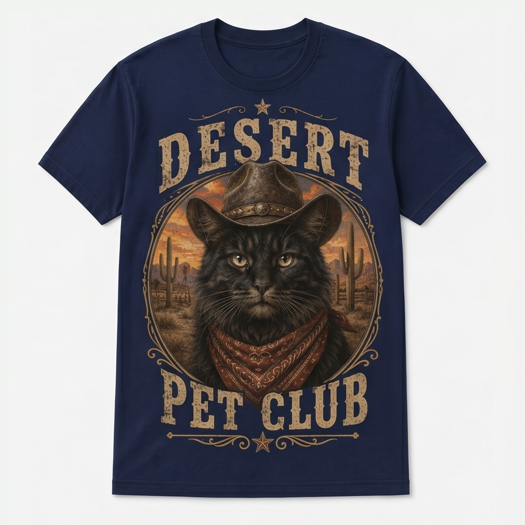 Desert Black Cat Pet Club Tee