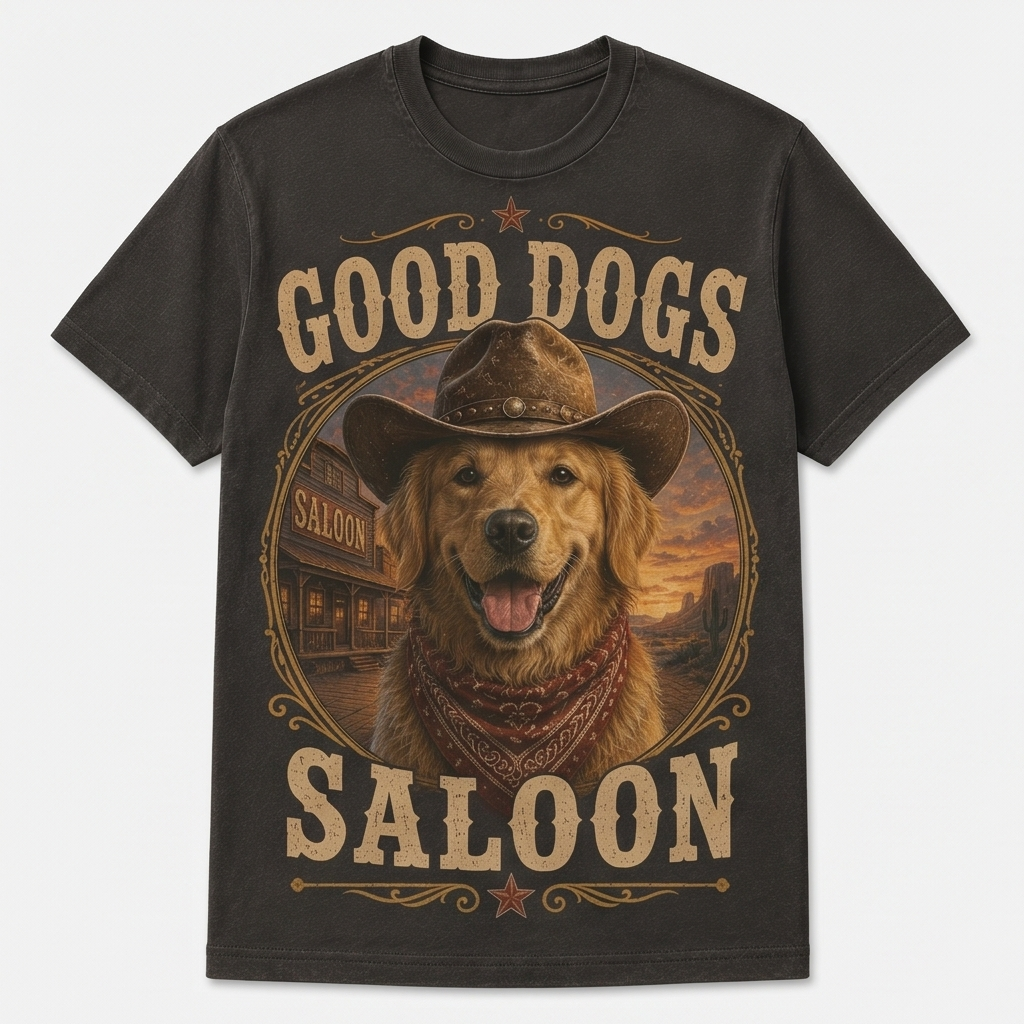Good Dogs Saloon Golden Retriever Tee