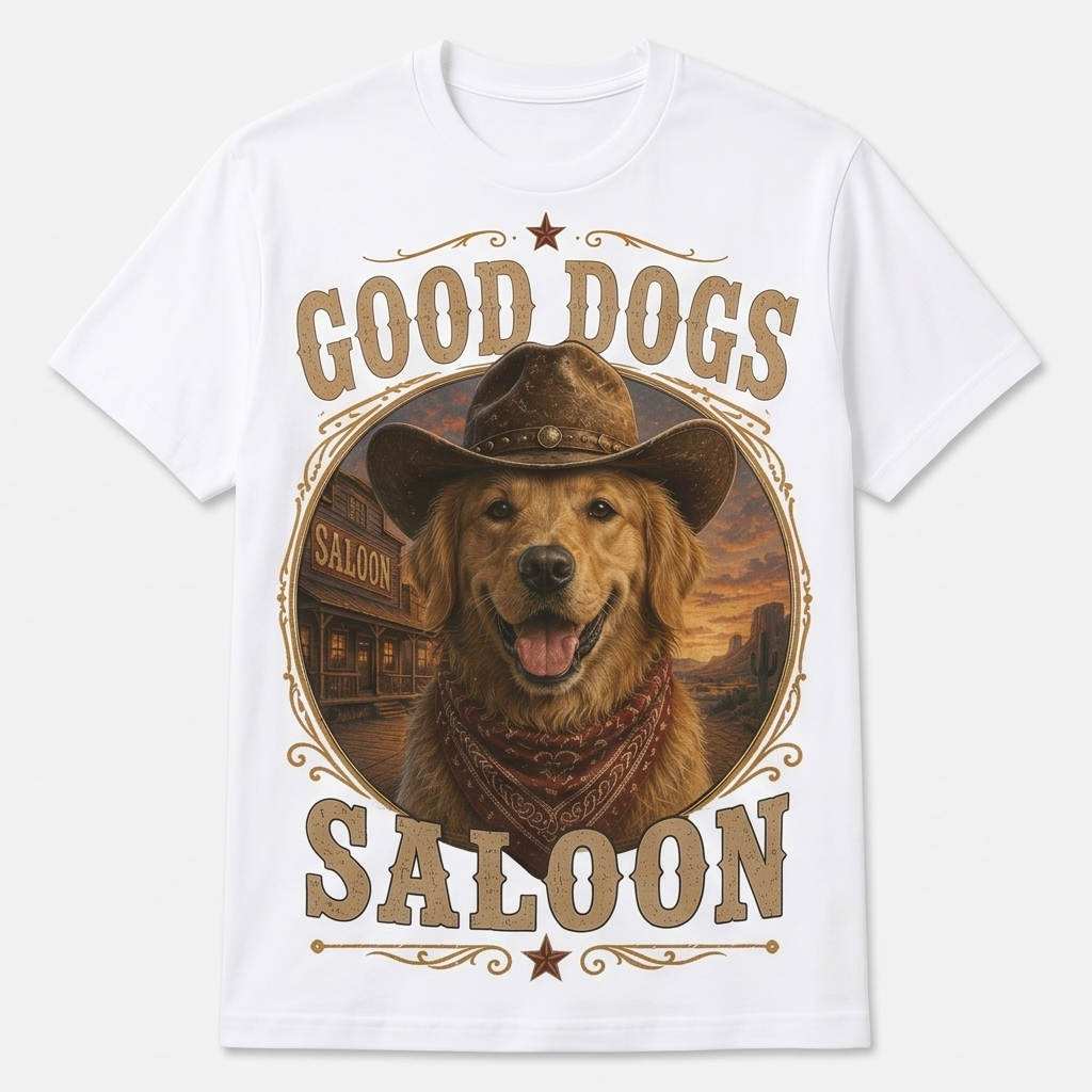 Good Dogs Saloon Golden Retriever Tee