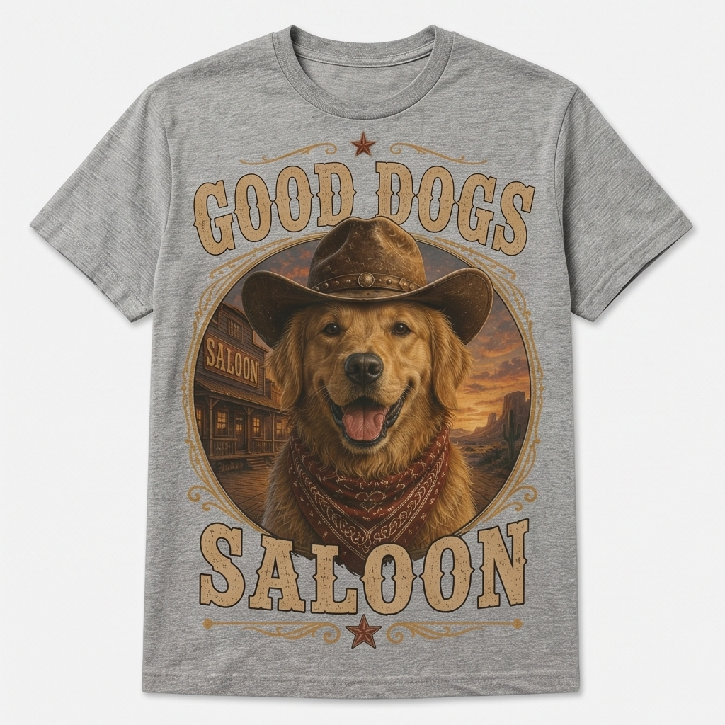 Good Dogs Saloon Golden Retriever Tee