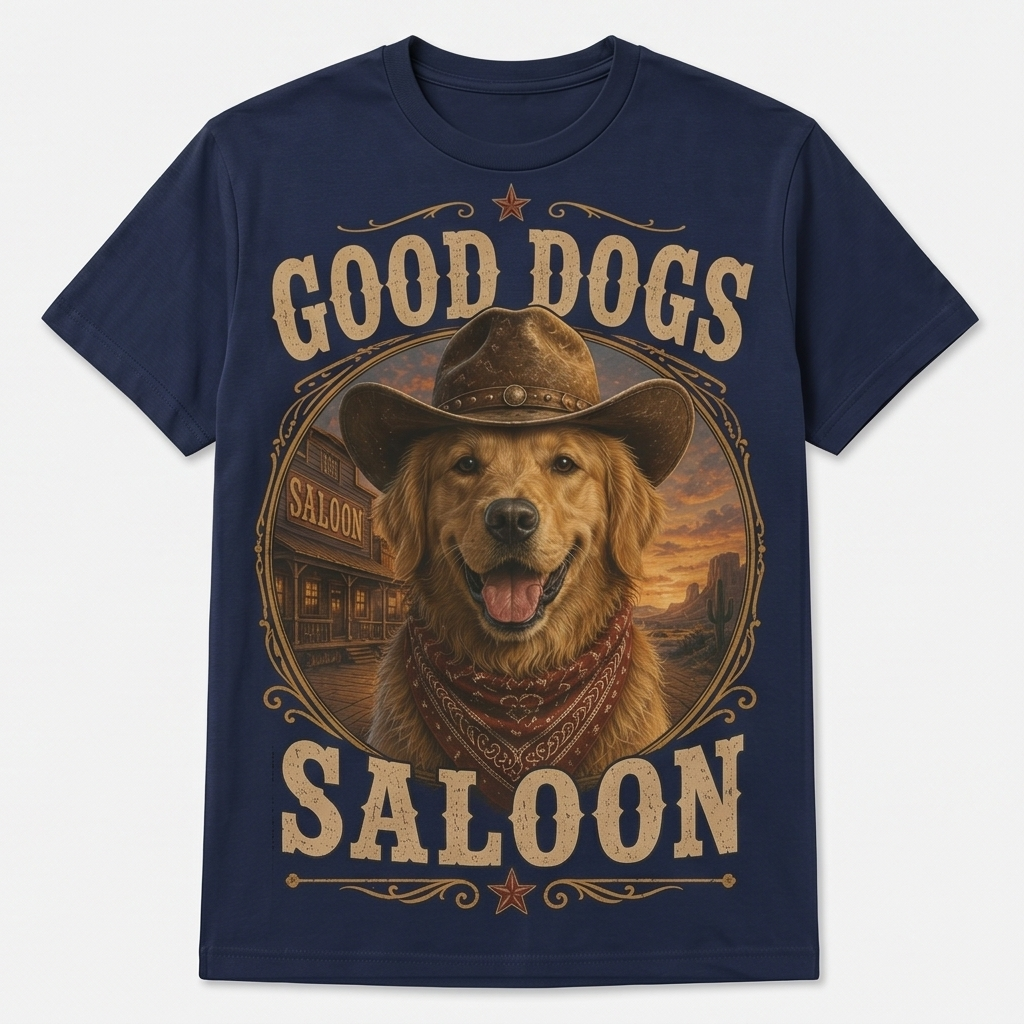 Good Dogs Saloon Golden Retriever Tee