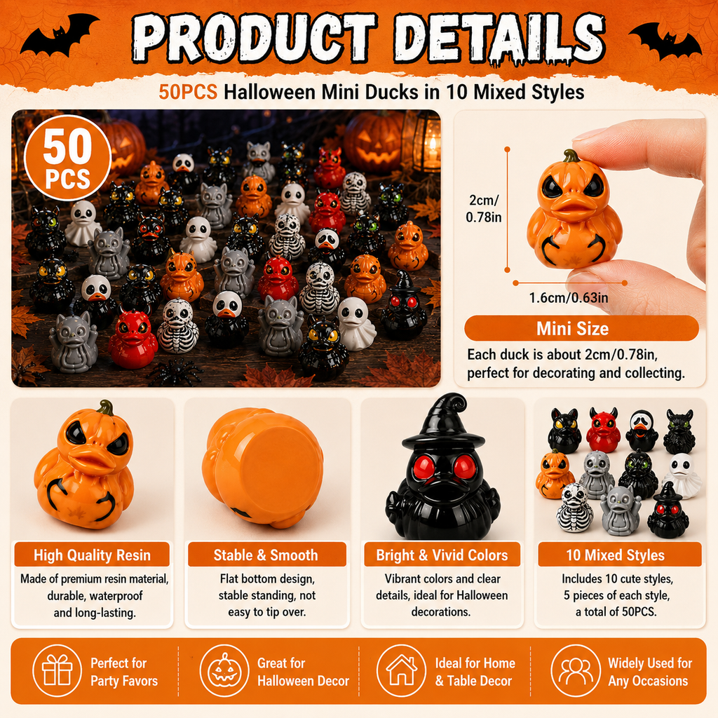 Halloween Mini Resin Ducks Tiny Duck