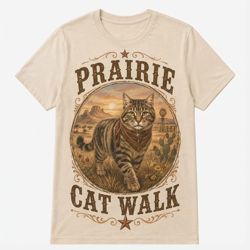 Prairie Cat Walk Western Cat Tee