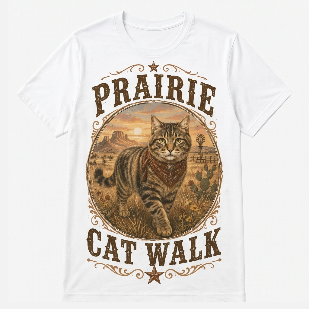 Prairie Cat Walk Western Cat Tee