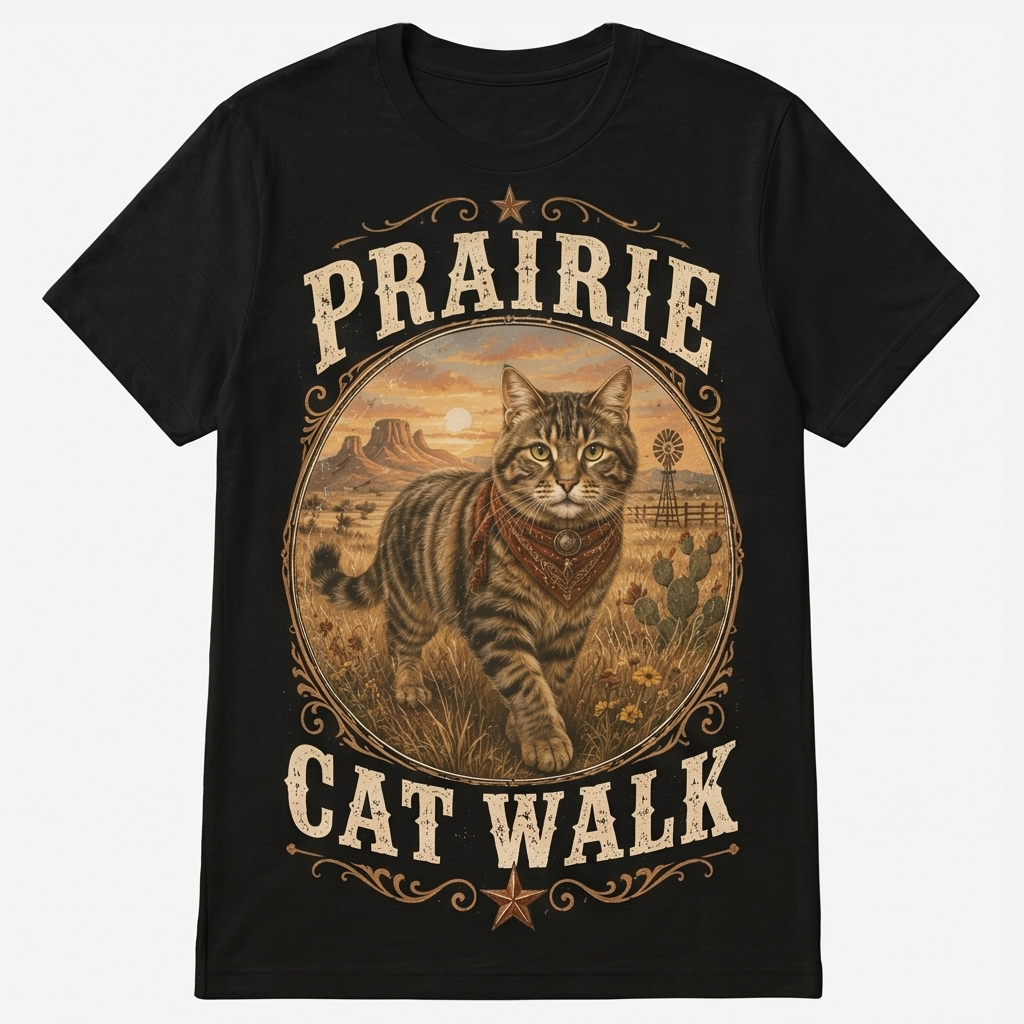 Prairie Cat Walk Western Cat Tee
