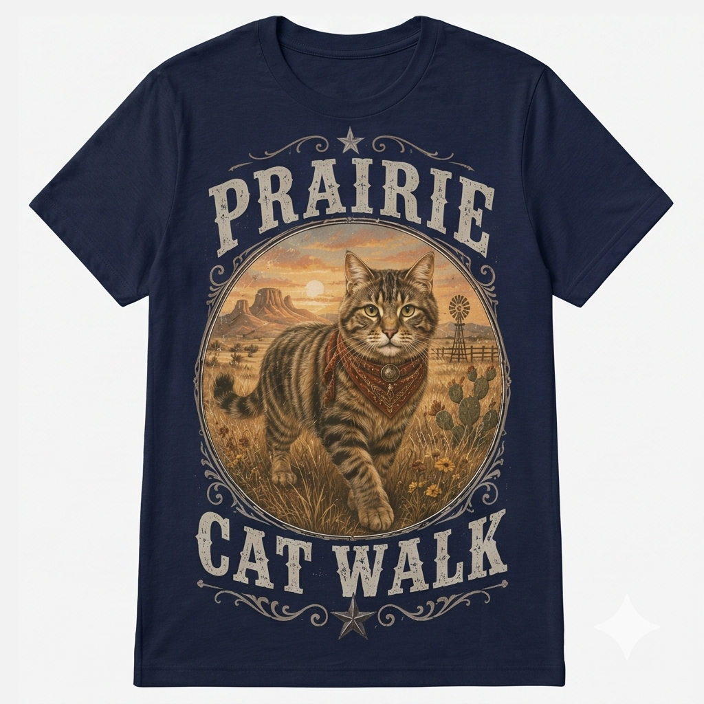 Prairie Cat Walk Western Cat Tee