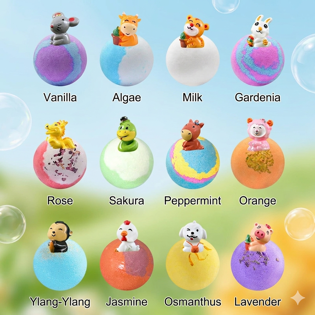 12 Pack Organic Bath Bombs for Kids with Surprise Toys Inside, Handmade Natural Fizzy Spa Kit, Best Birthday, Easter, & Christmas Gift Set for Boys and Girls