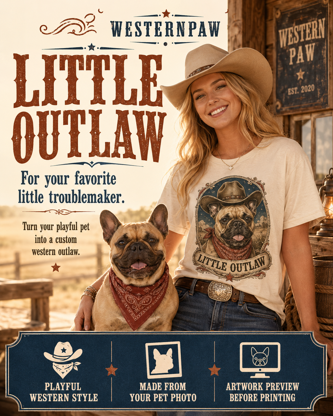 Custom Little Outlaw Pet Tee