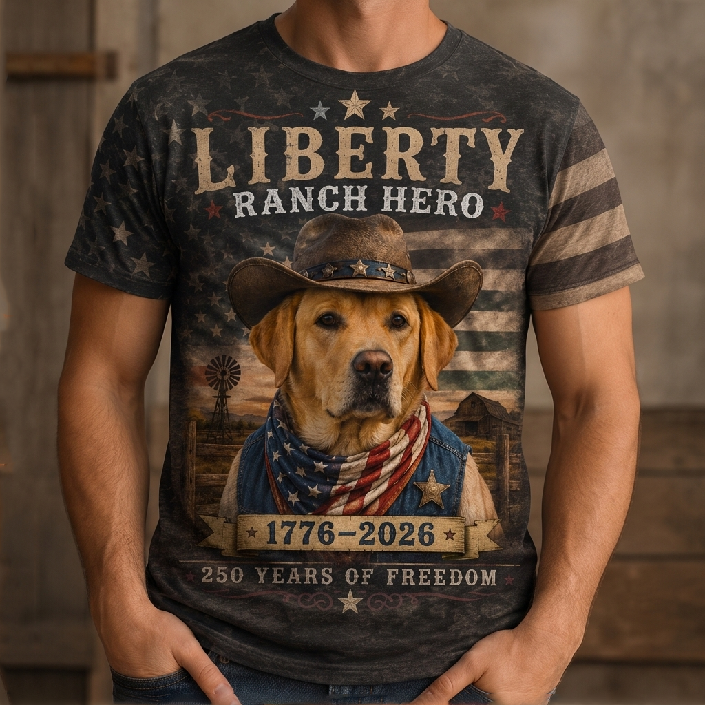 Vintage Sheriff Cat American Flag T-Shirt - 250th Anniversary Patriotic Graphic Tee