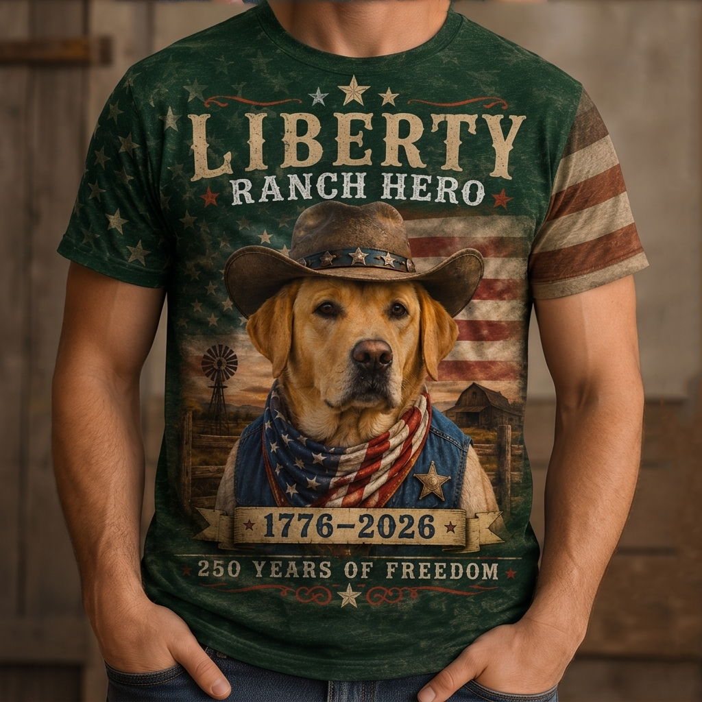 Vintage Sheriff Cat American Flag T-Shirt - 250th Anniversary Patriotic Graphic Tee