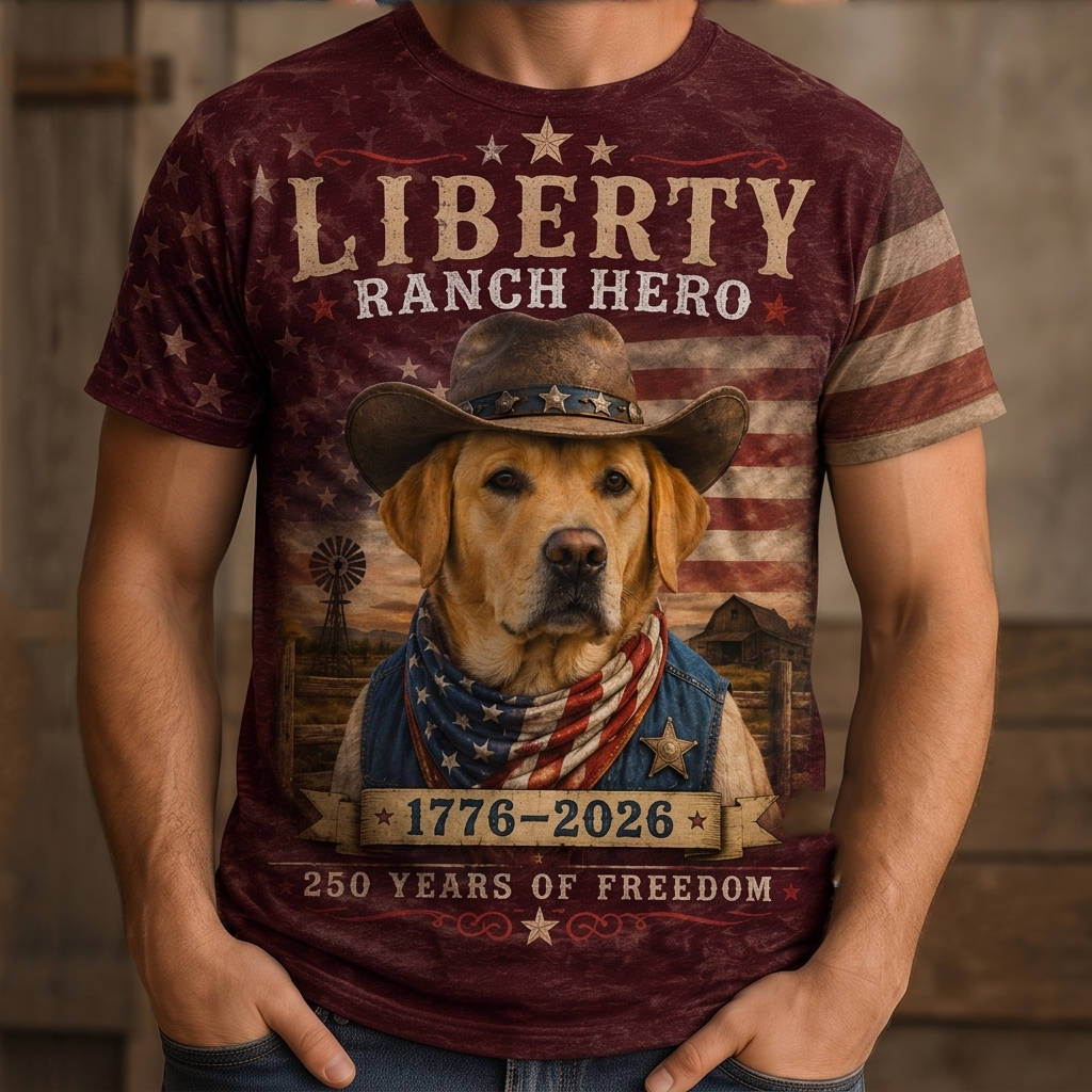 Vintage Sheriff Cat American Flag T-Shirt - 250th Anniversary Patriotic Graphic Tee
