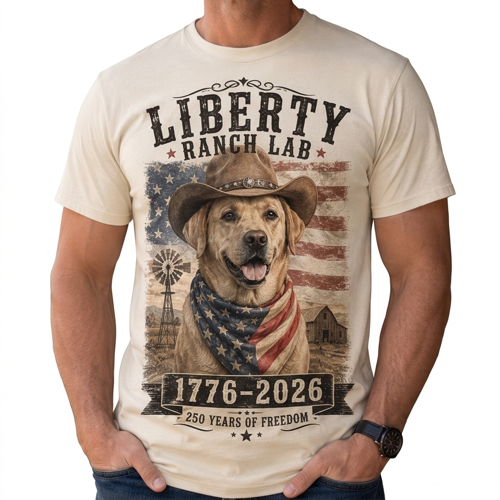 Liberty Ranch Cowboy Dog Graphic Tee