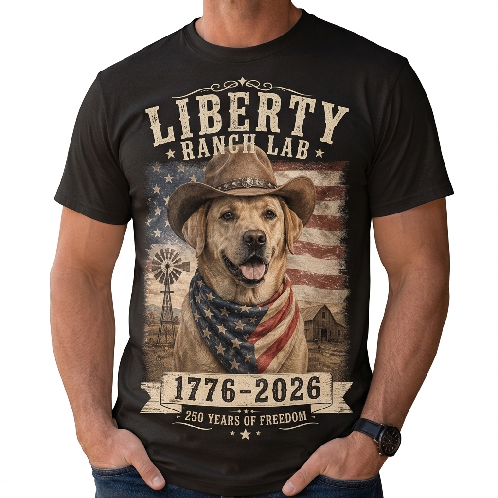Liberty Ranch Cowboy Dog Graphic Tee