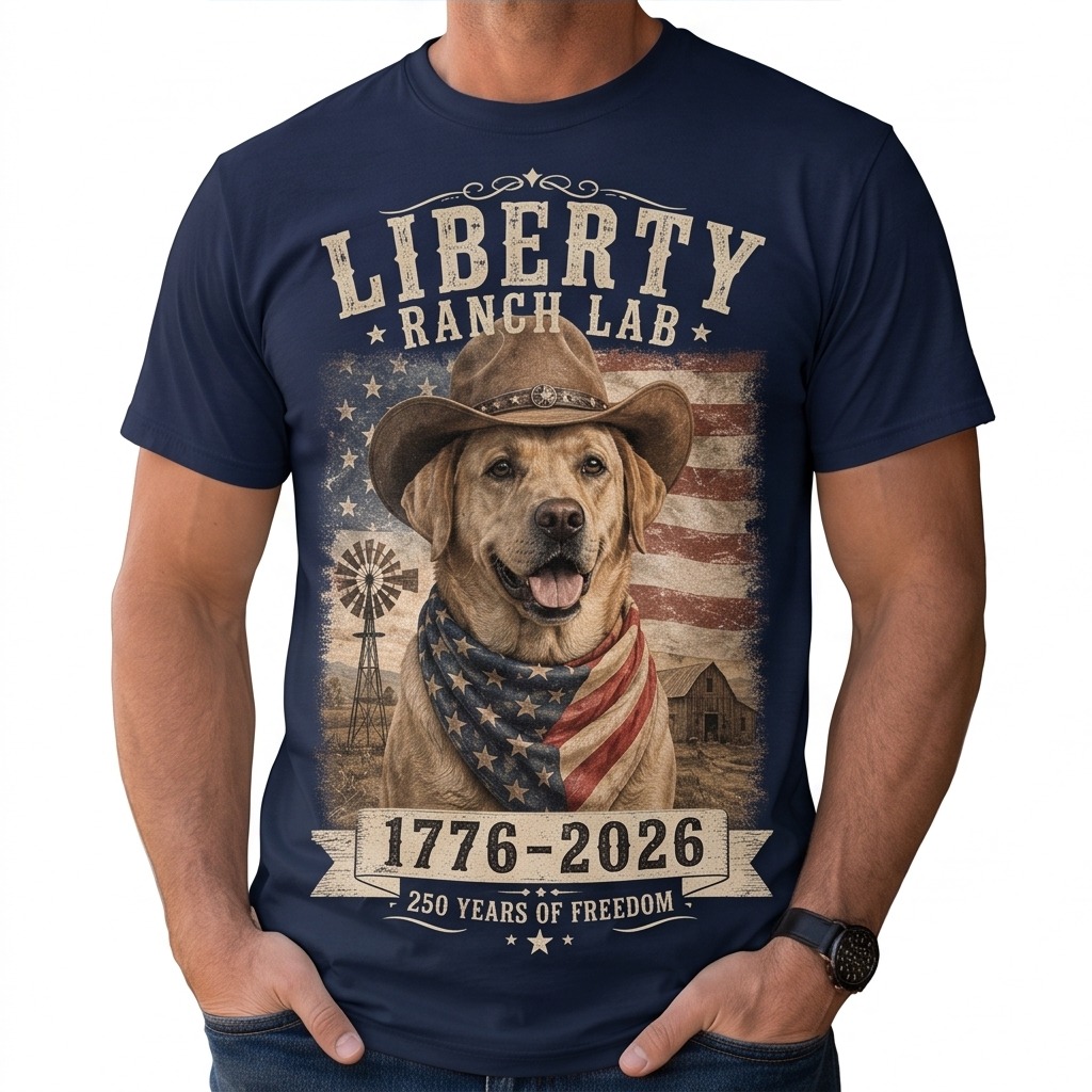 Liberty Ranch Cowboy Dog Graphic Tee