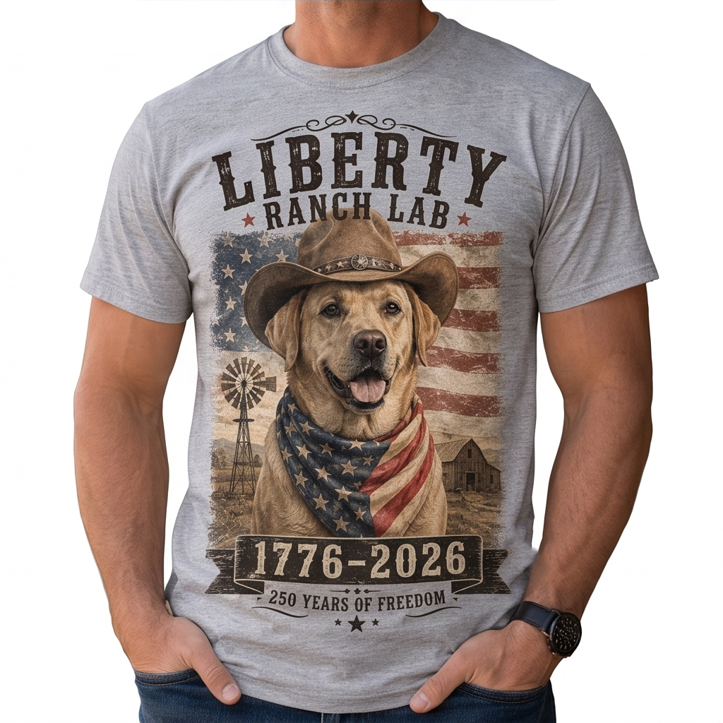 Liberty Ranch Cowboy Dog Graphic Tee