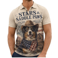 Stars & Saddle Paws Graphic Polo