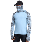 Performance Cooling Hoodie with Gaiter - Mix Print - Light Blue
