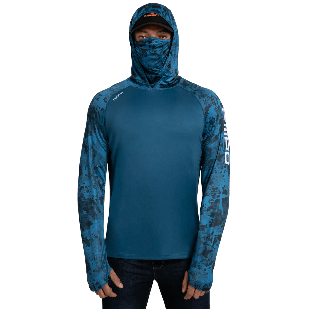 Performance Cooling Hoodie with Gaiter - Mix Print - Dark Blue