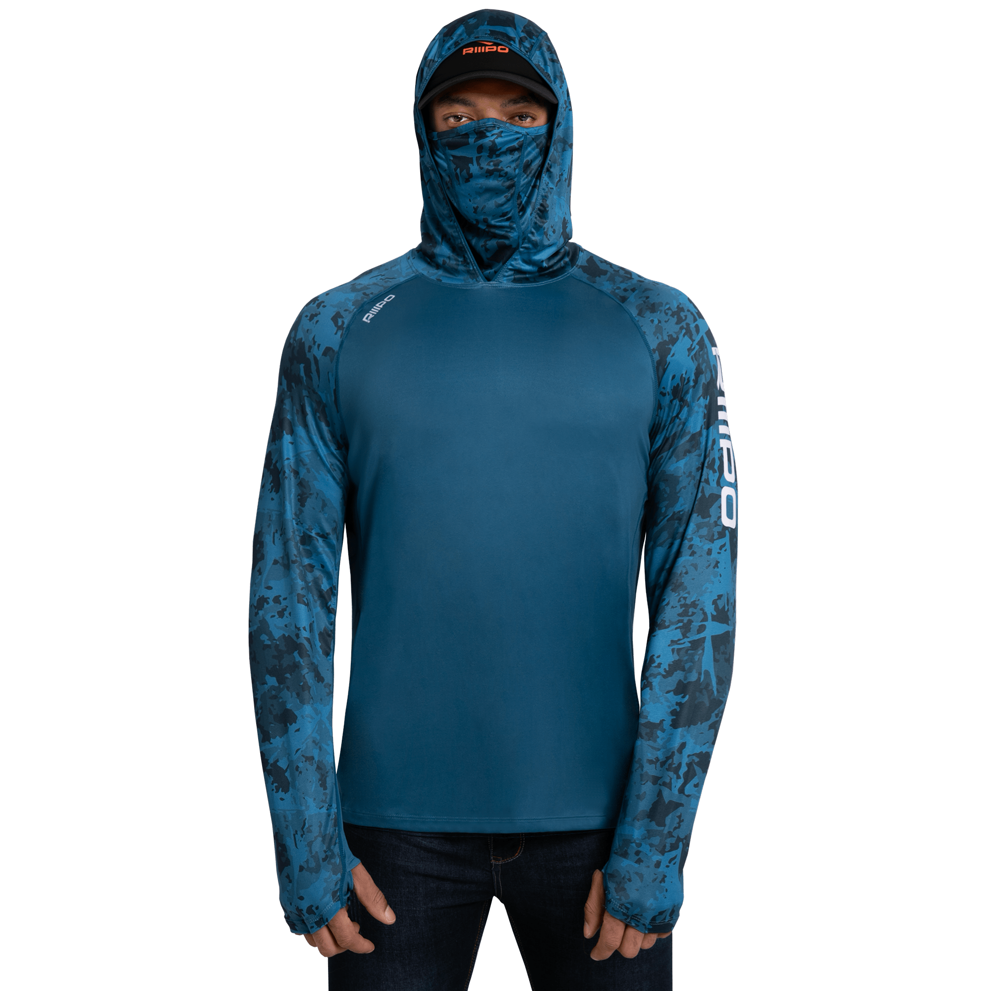 Performance Cooling Hoodie with Gaiter - Mix Print - Dark Blue