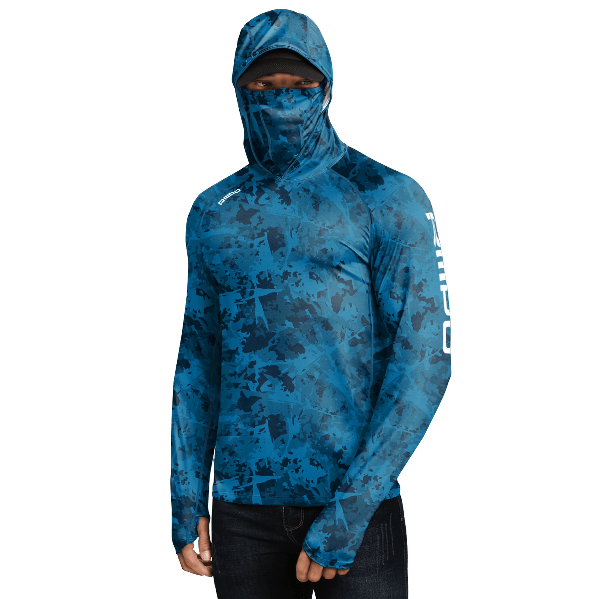 Performance Cooling Hoodie with Gaiter - Full Print - Dark Blue