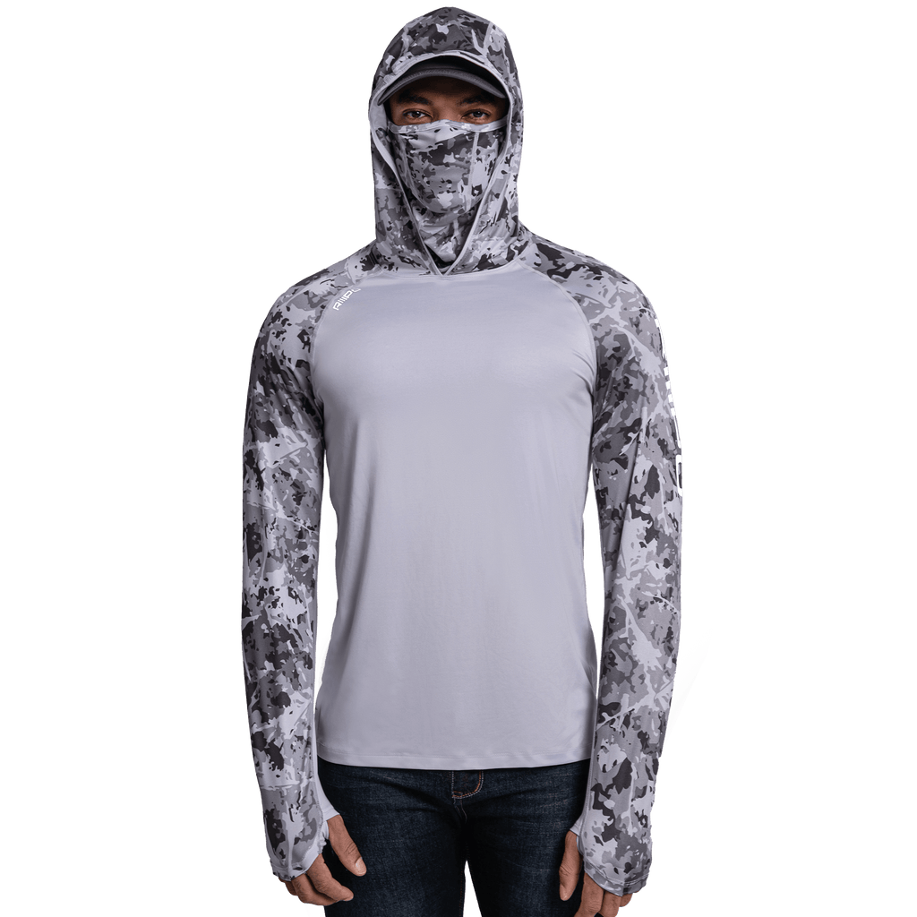 Performance Cooling Hoodie with Gaiter - Mix Print - Light Grey