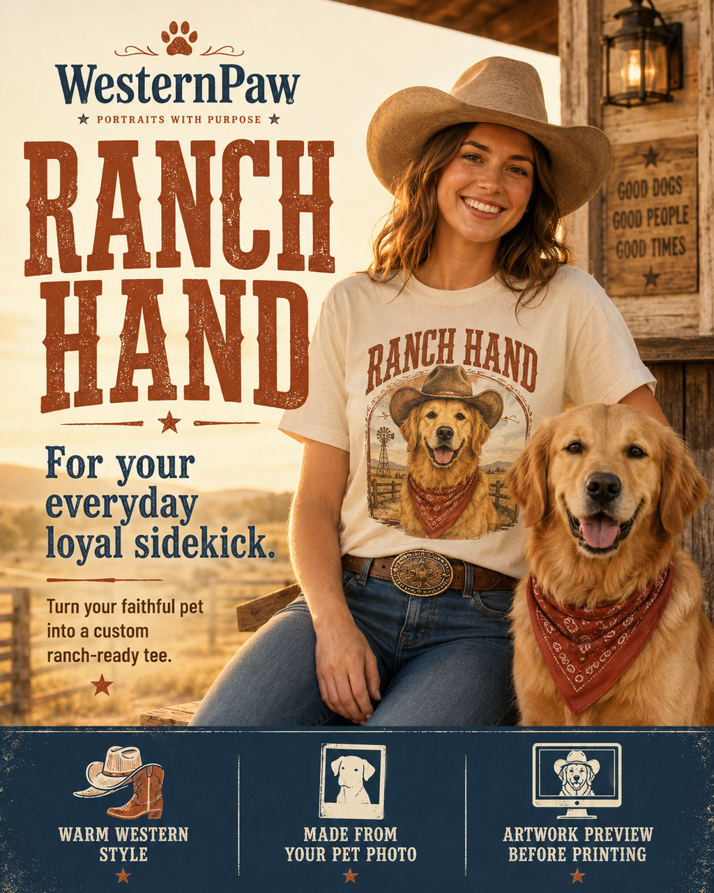 Custom Ranch Hand Pet Tee