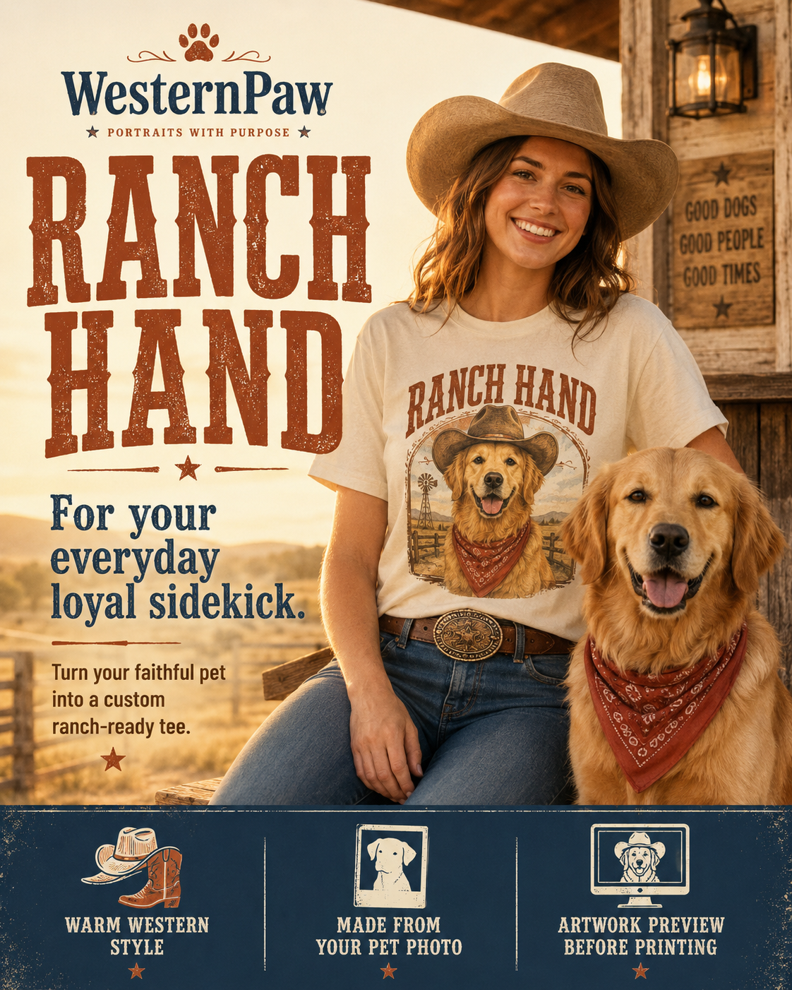 Custom Ranch Hand Pet Tee