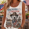 Fireworks & Freedom Dalmatian Cowboy Patriotic Tank Top
