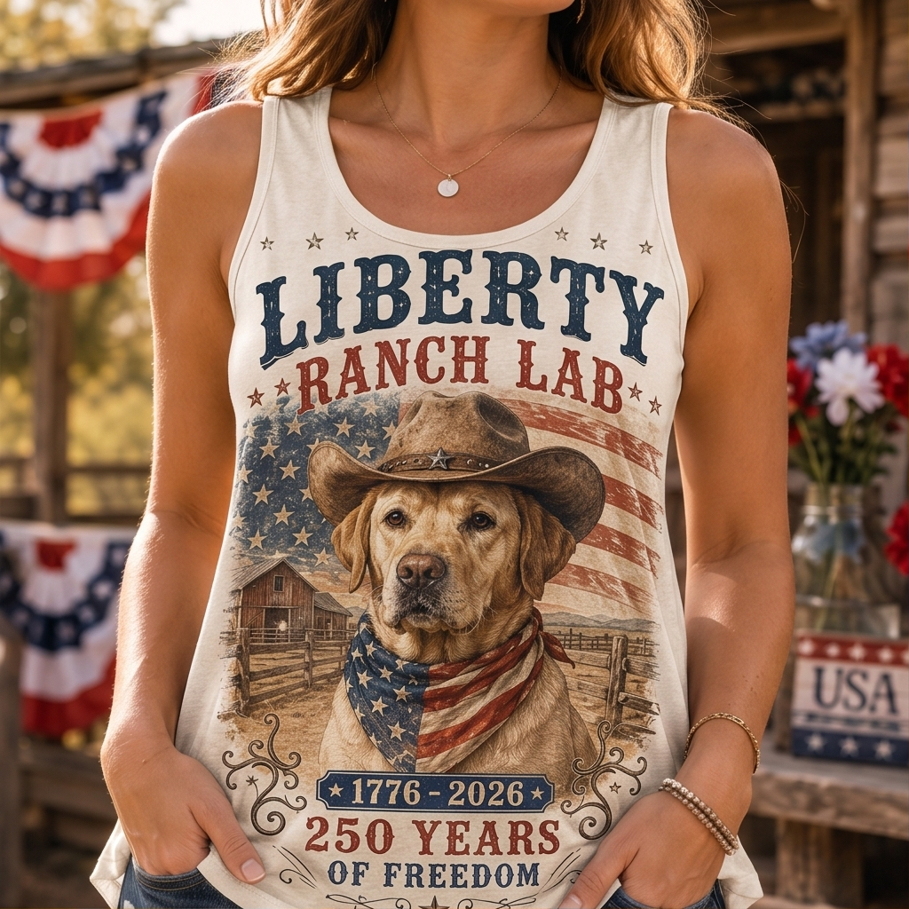 Liberty Ranch Lab Western Cowboy Vintage Graphic Tank Top