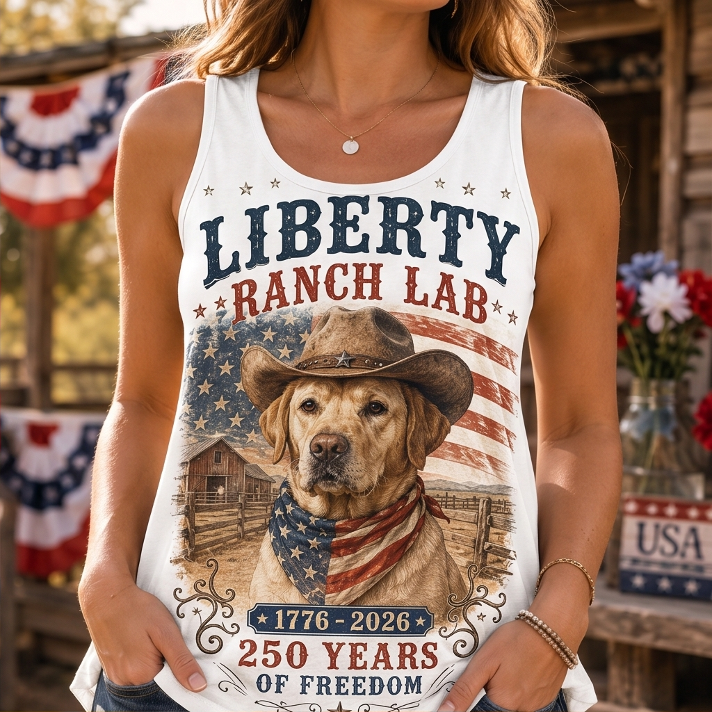 Liberty Ranch Lab Western Cowboy Vintage Graphic Tank Top