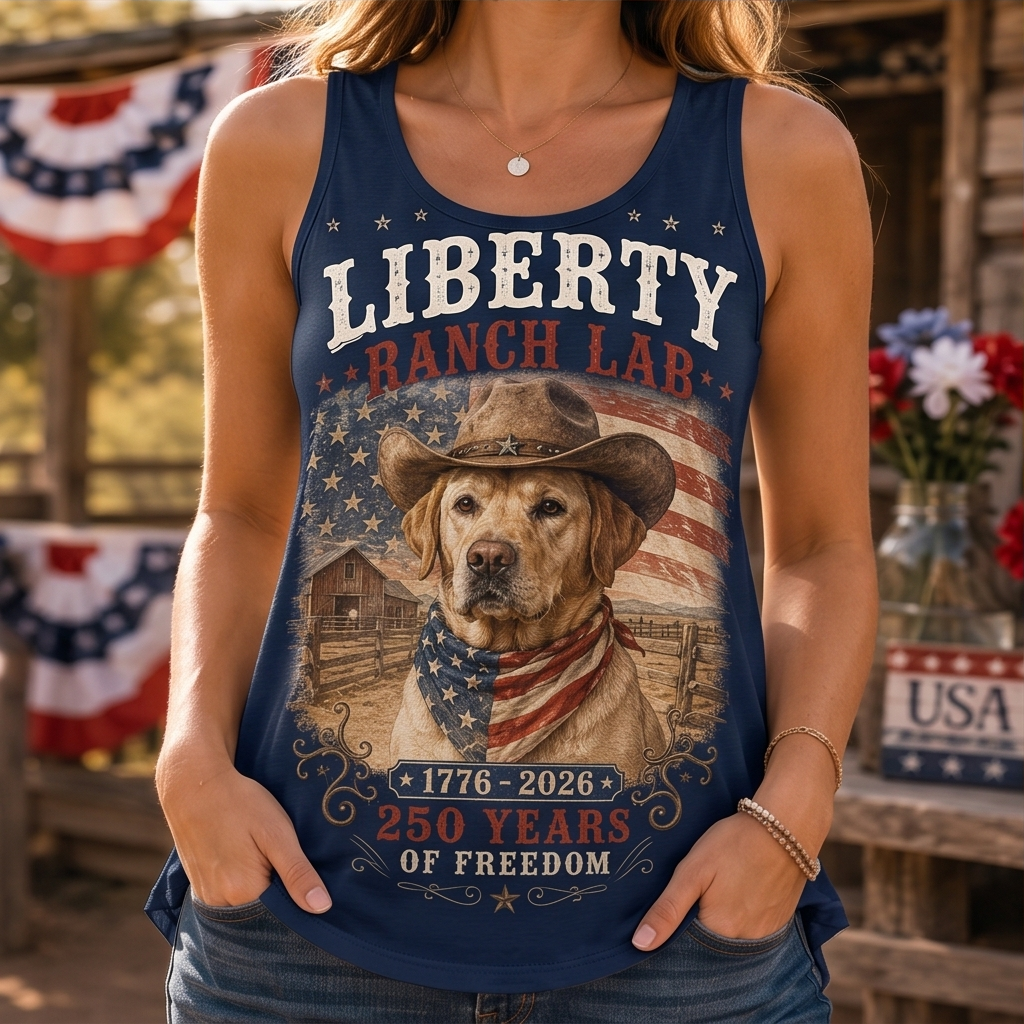 Liberty Ranch Lab Western Cowboy Vintage Graphic Tank Top