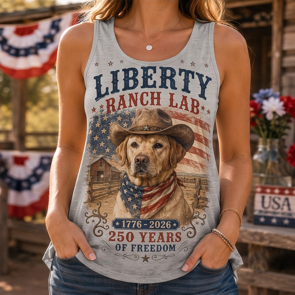 Liberty Ranch Lab Western Cowboy Vintage Graphic Tank Top