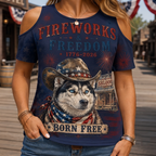 Born Free Husky Western Cowboy Cold Shoulder Graphic Tee