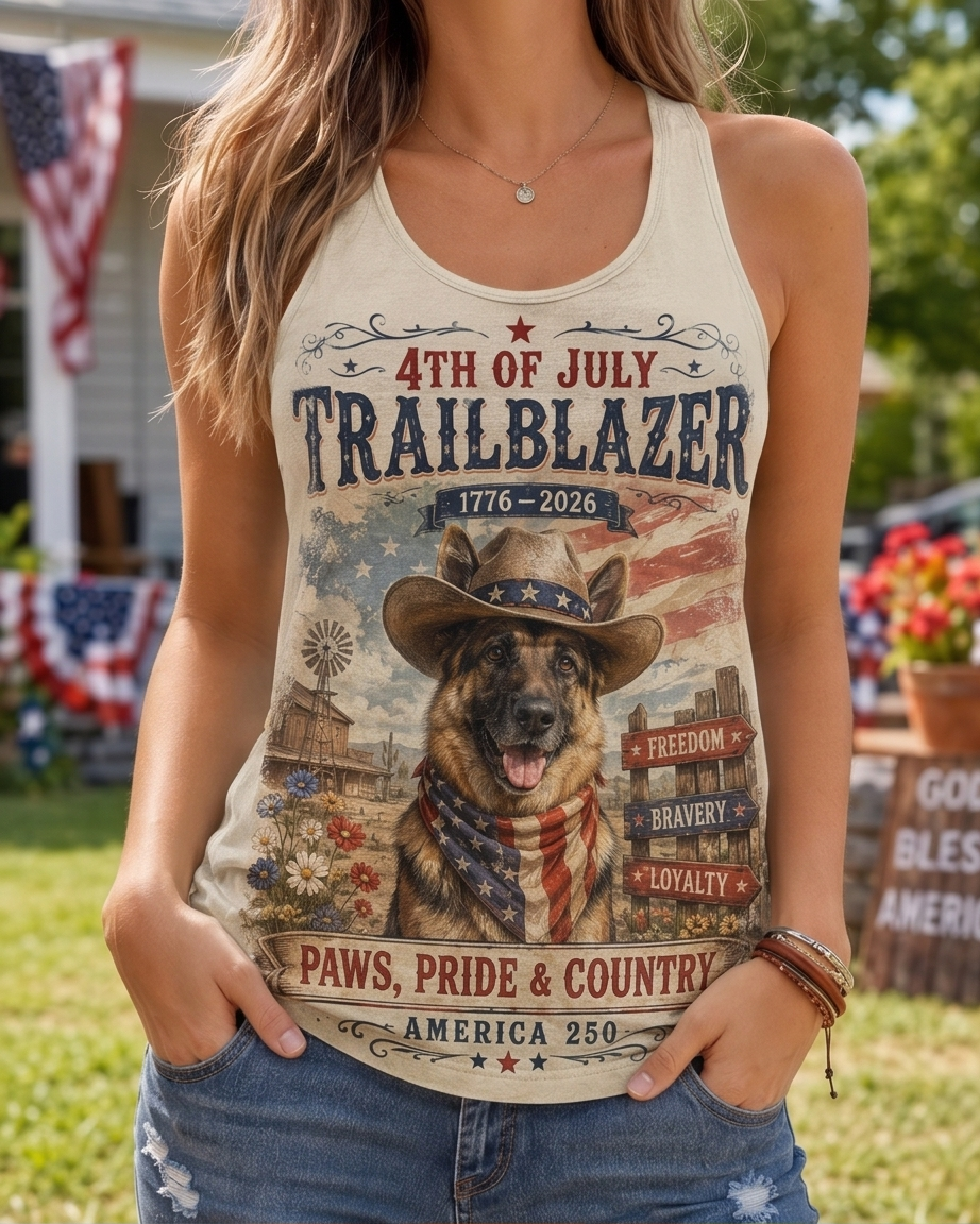 4th of July Trailblazer German Shepherd Patriotic Tank Top
